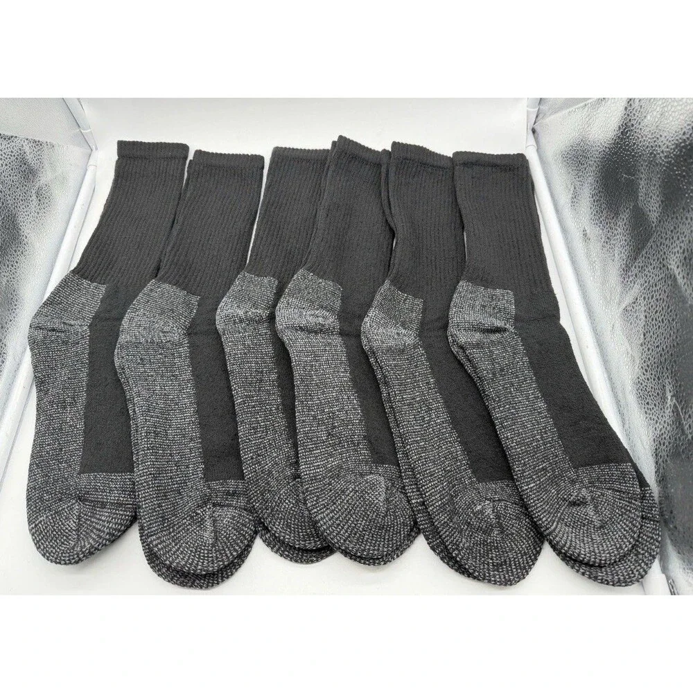 NEW 6 PAIR (6-12) PACK MEN FRUIT OF THE LOOM COTTON MADE IN USA HEAVY CREW SOCKS